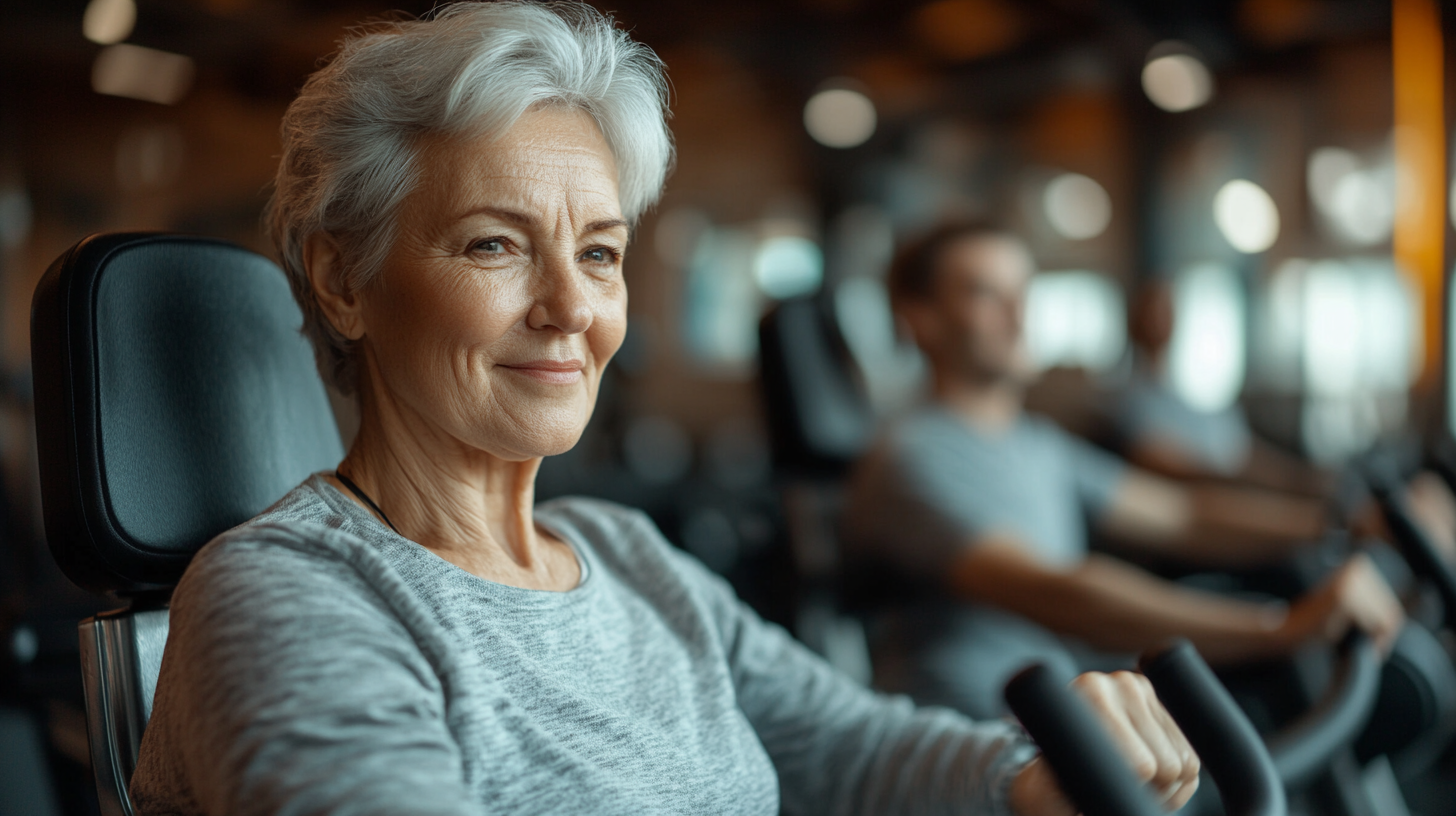 Активна жінка старшого віку займається фітнесом